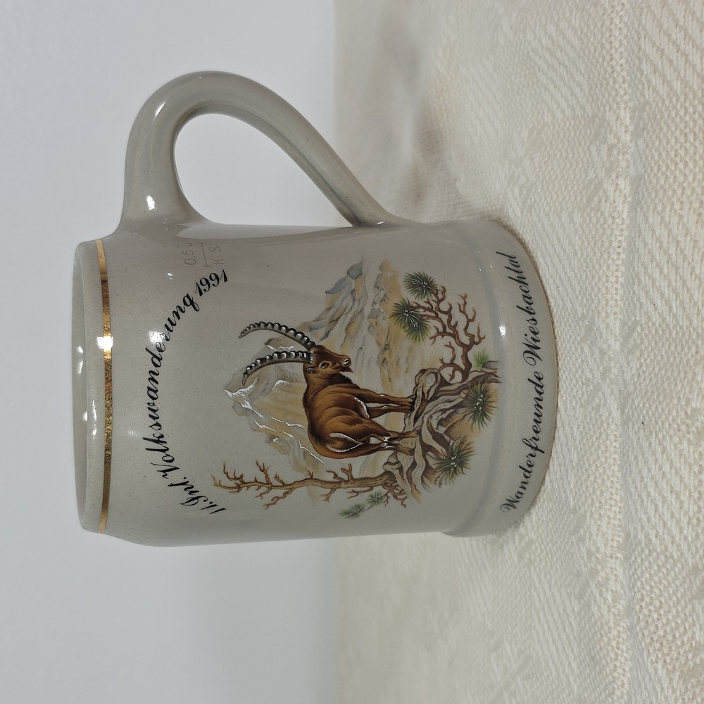 Wiesbachtal 11th International Wandering Club Stein 1991 4" D X 5" T .5L NWOT